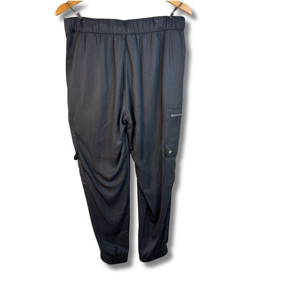Banana Republic Cargo Jogger Pants Womens Petite Medium Black Soft Tencel - Picture 4 of 13